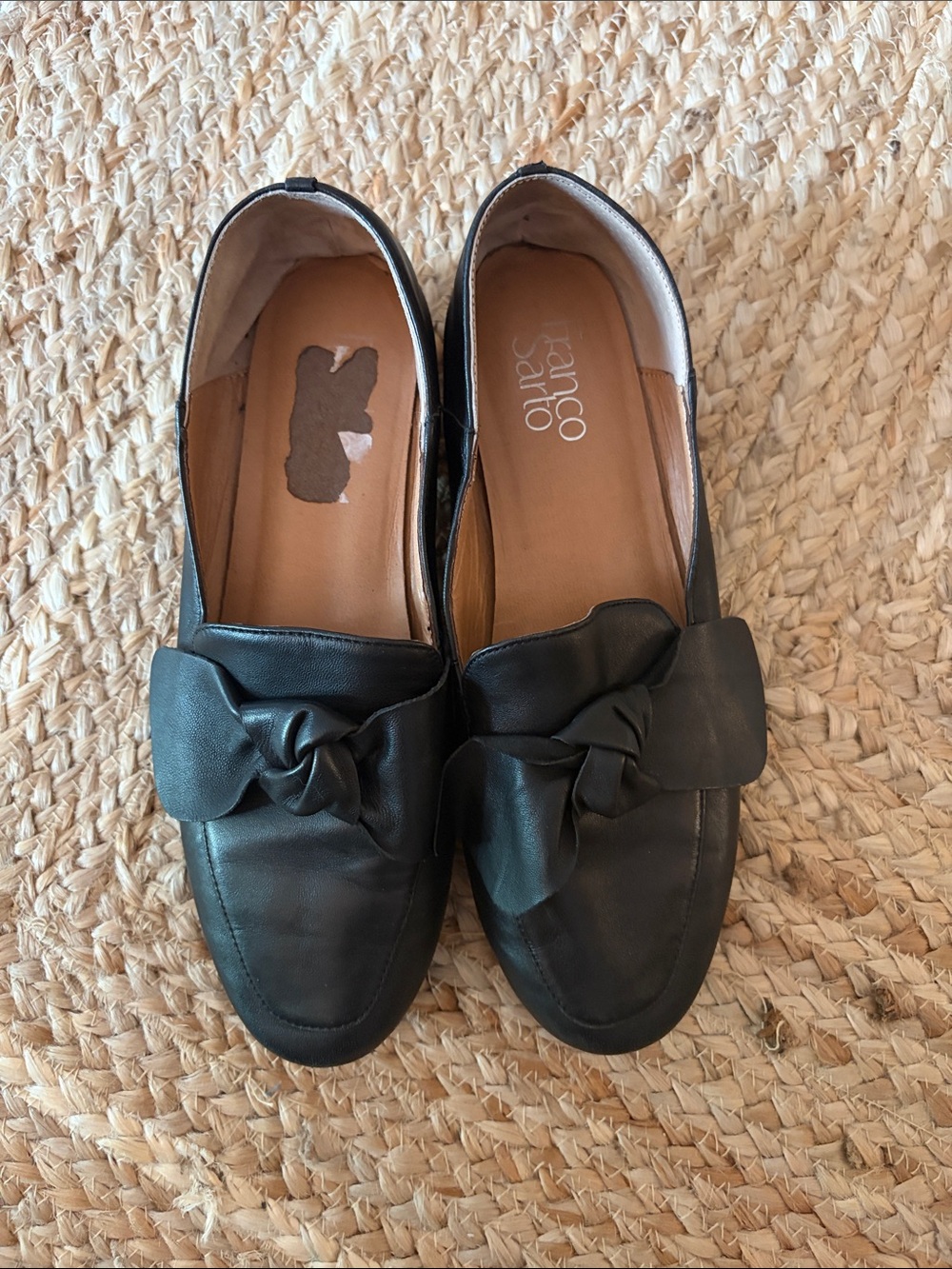 Franco Sarto Black Knotted Leather Loafers